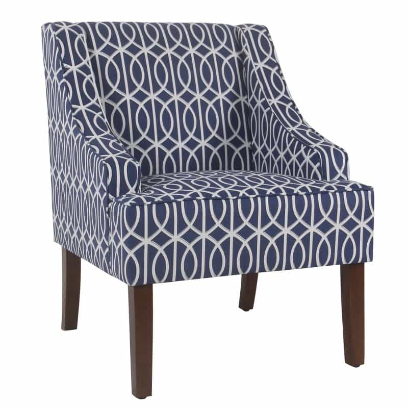 Wooden Fabric Upholstered Accent Chair With Swooping Armrests, Multicolor