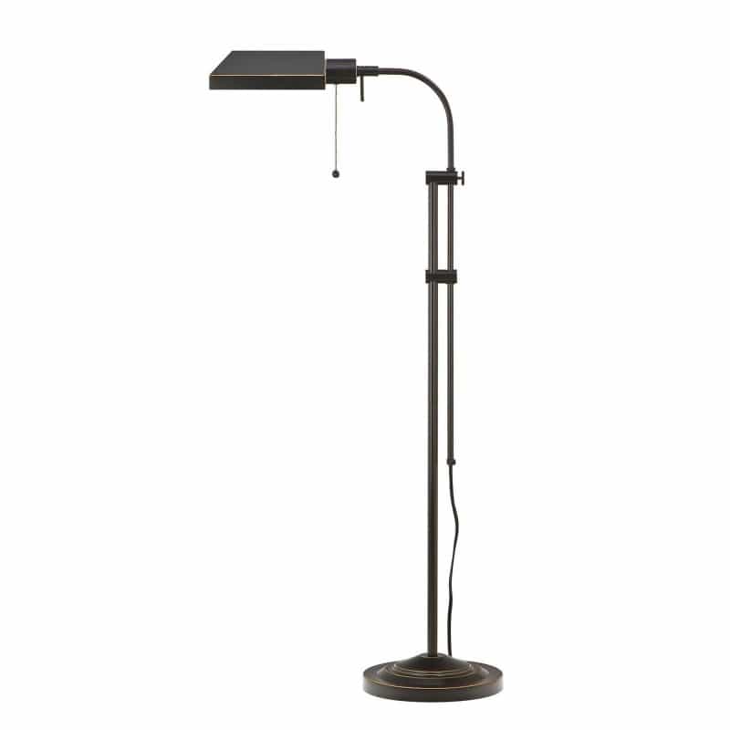 Metal Rectangular Floor Lamp With Adjustable Pole, Dark Bronze
