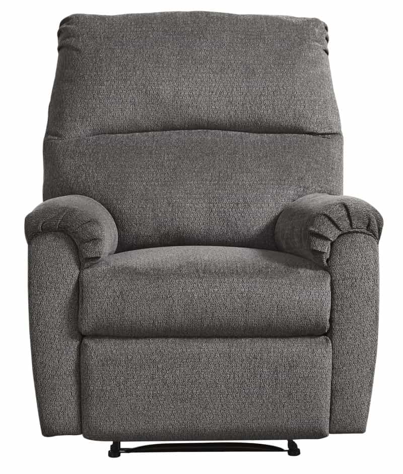 Fabric Upholstered Zero Wall Recliner With Pillow Top Armrests, Gray