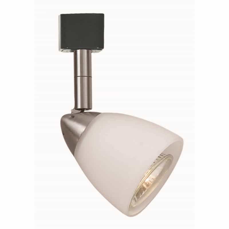 Metal Track Light With Interchangeable Round Glass Shade, Silver And White