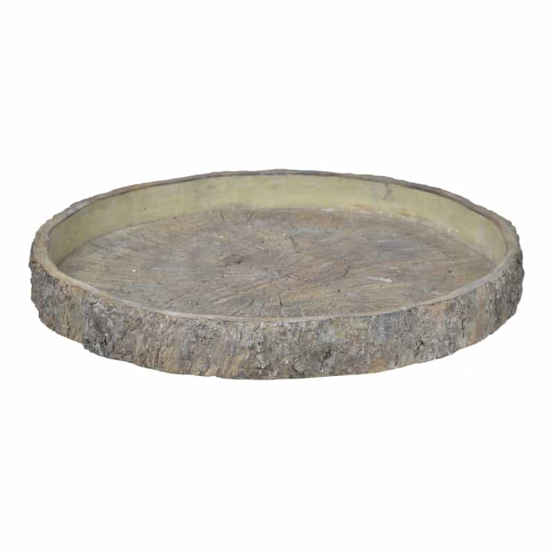 Decorative Cemented Log Plate With Distressed Details, Gray
