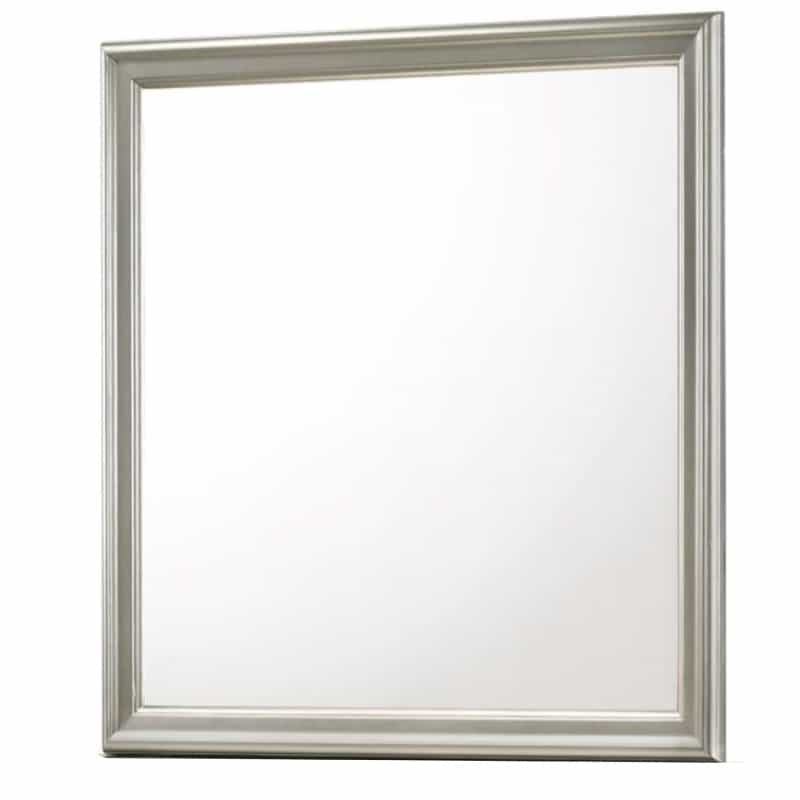 Square Molded Wooden Frame Dresser Mirror, Antique Silver
