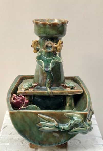 Ceramic Table Top Water Fountain 8.25" X 7.25" X 10.5"