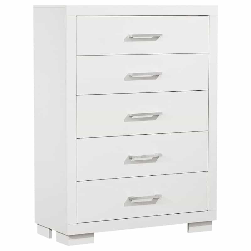 Jessica 5-Drawer Bedroom Chest Cream White
