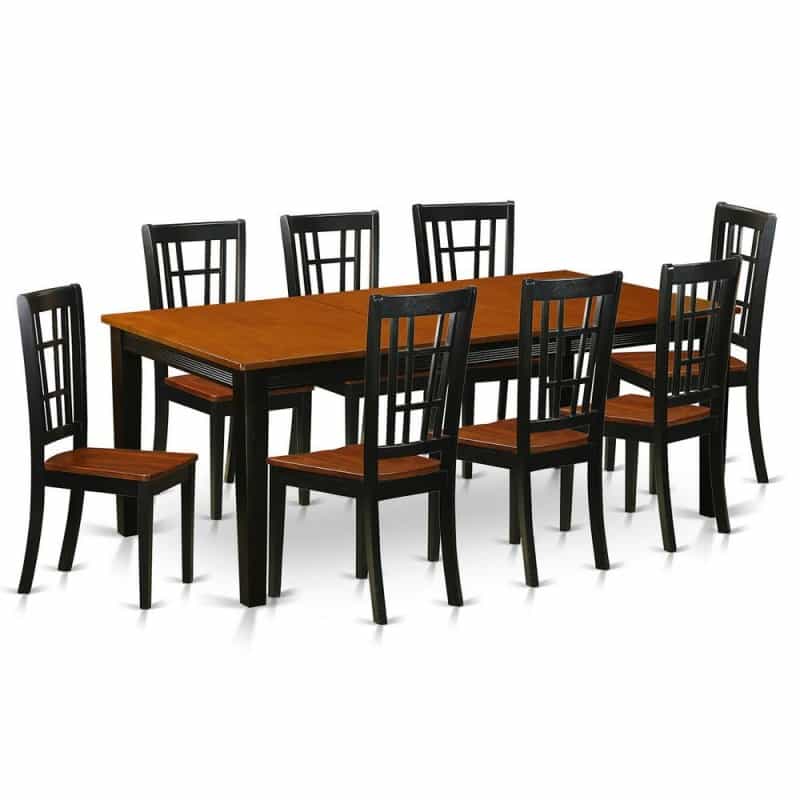 9 Pc Dining Room Set-Dining Table With 8 Wooden Dining Chairs