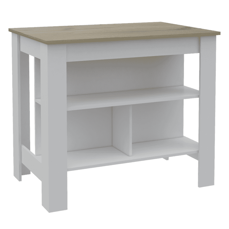 Antibacterial Delos Kitchen Island White-Light Oak