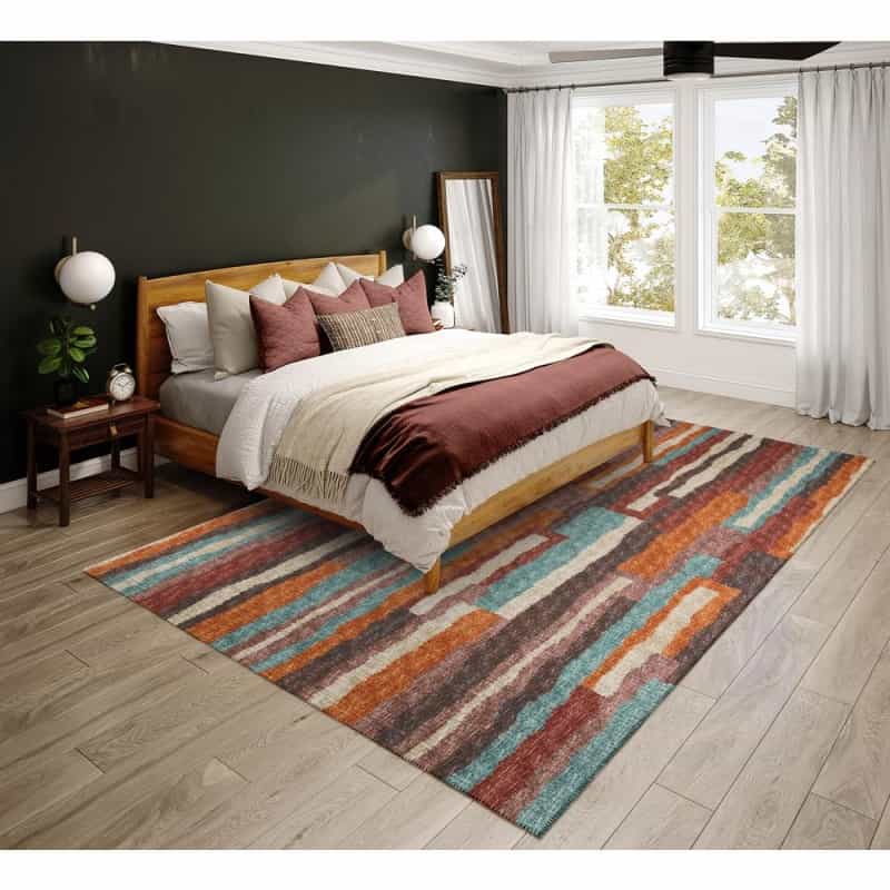 Bravado Paprika Contemporary Striped 3' X 5' Area Rug Paprika Abv37