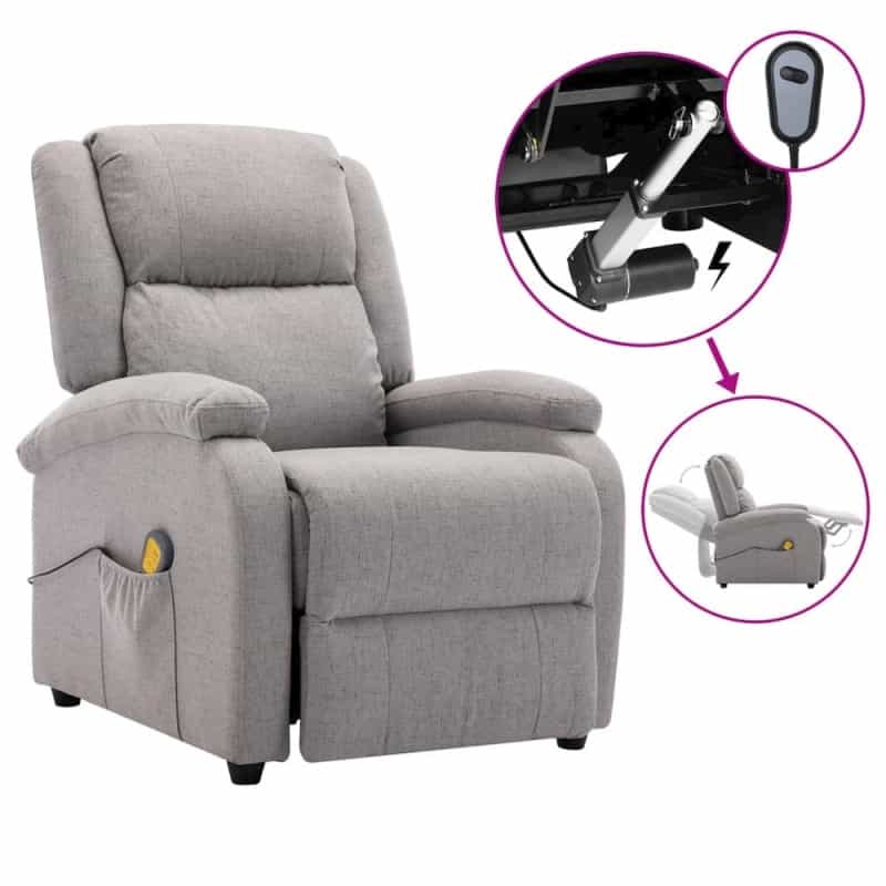 Electric Massage Chair Light Grey Fabric (100% Polyester), Metal