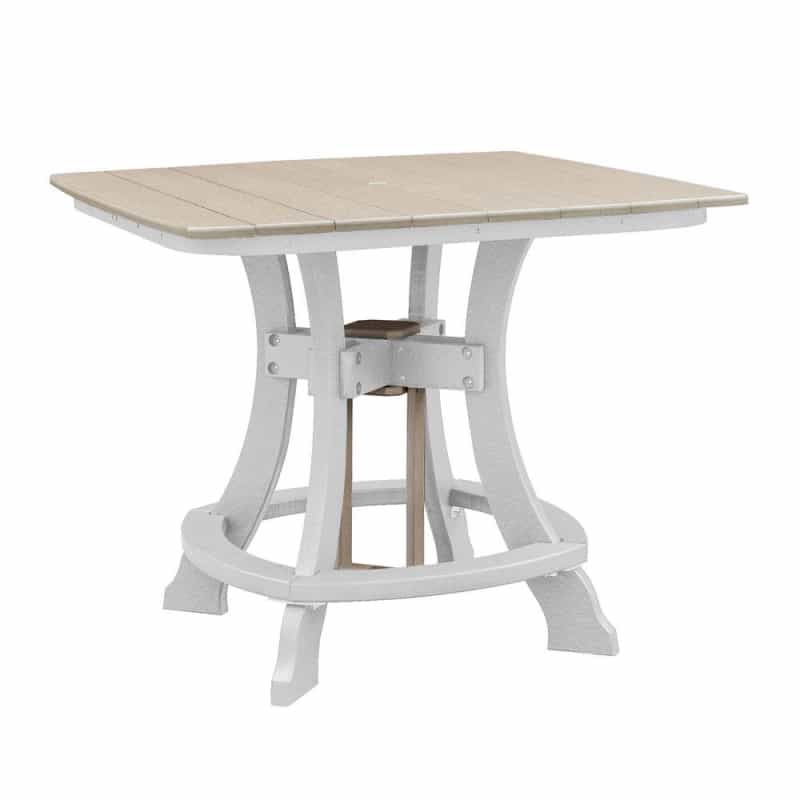 Os Home And Office Model 44S-C-Wwwt Counter Height Square Table In Weatherwood With White Base