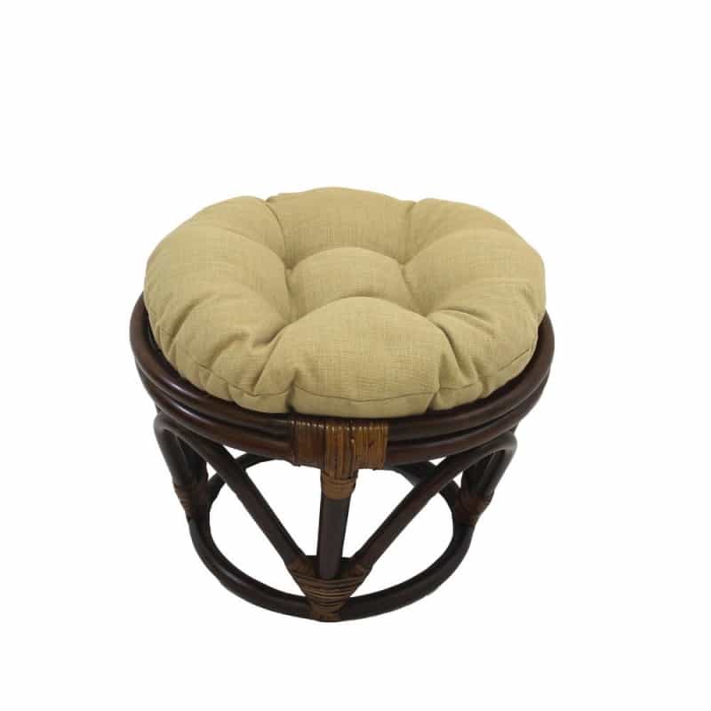 Rattan Ottoman With Outdoor Fabric Cushion