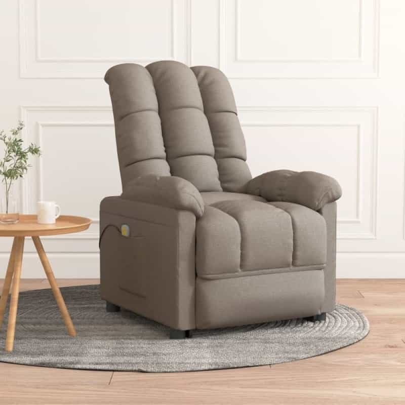 Massage Recliner Taupe Polyester Medium Adjustable Headrests