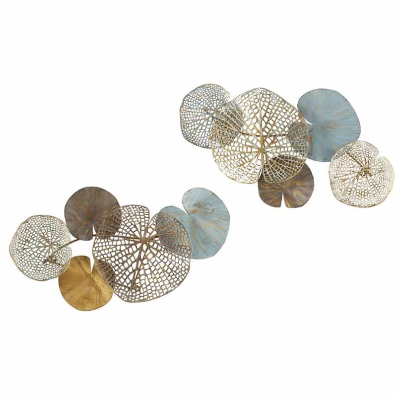 Multi-Colored Lily Pad Leaves 2-Piece Metal Wall Decor Set