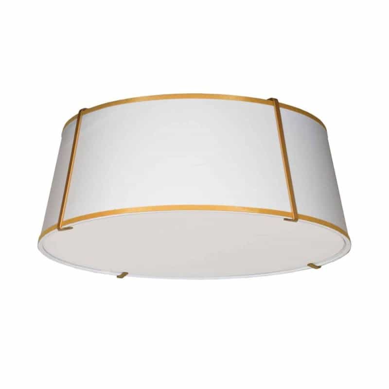 4Lt Trapezoid Flush Mount, Gld With Wh Shade