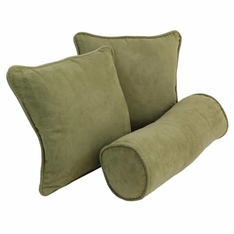 Double-Corded Solid Microsuede Throw Pillows With Inserts (Set Of 3) Sage Green