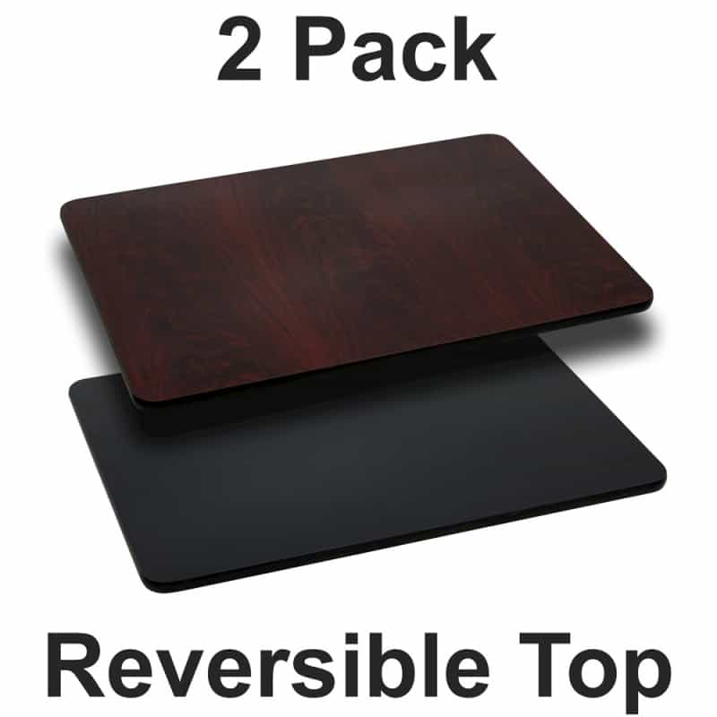 2 Pk. 24'' X 42'' Rectangular Table Top With Black Or Mahogany Reversible Top