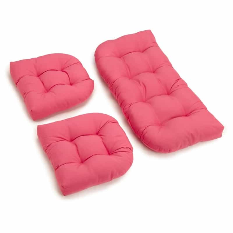 U-Shaped Twill Tufted Settee Cushion Set (Set Of 3)