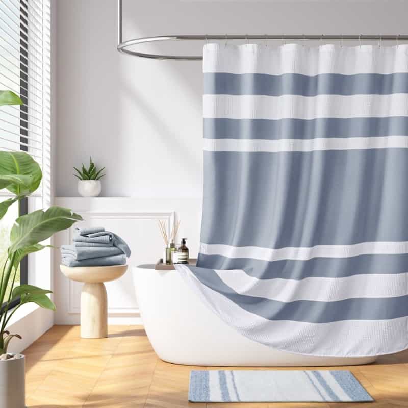 Spa Waffle Shower Curtain With 3M Treatment In Navy Color