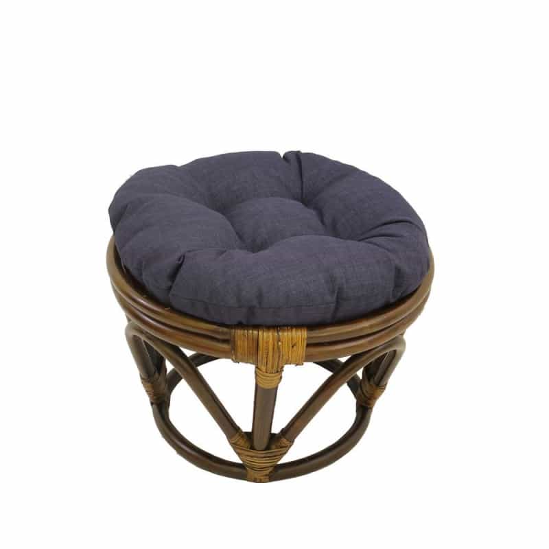 Rattan Ottoman With Outdoor Fabric Cushion