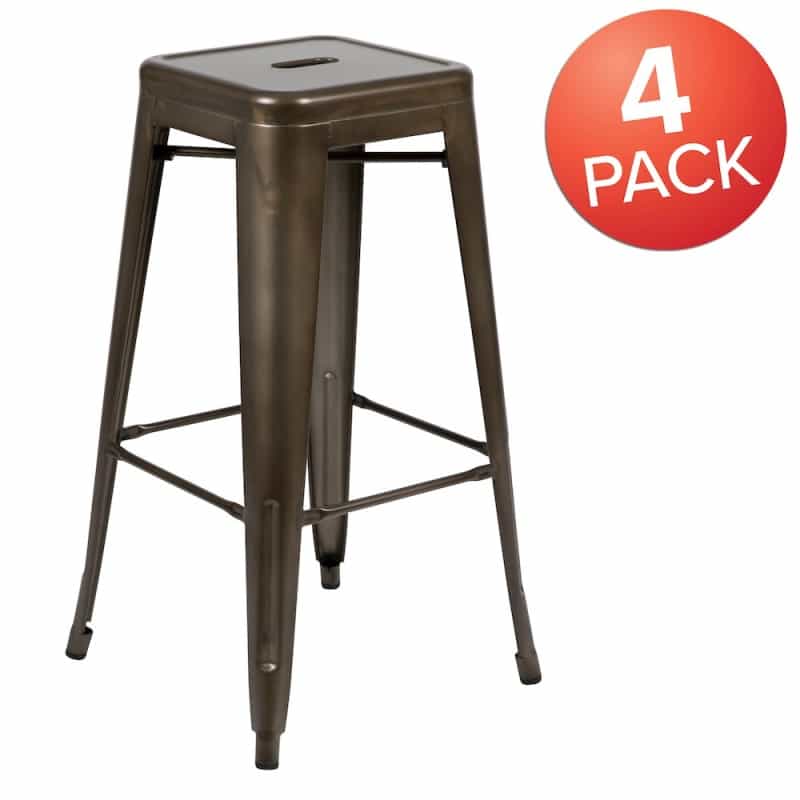 Modern Industrial Metal Stool In Gun Metal Gray