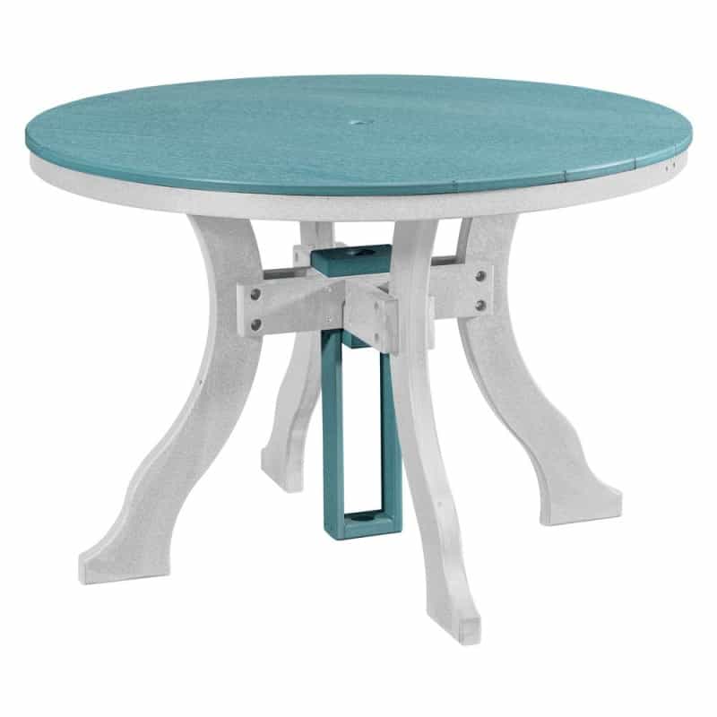 Dining Height Round Table In Aruba Blue With A White Base