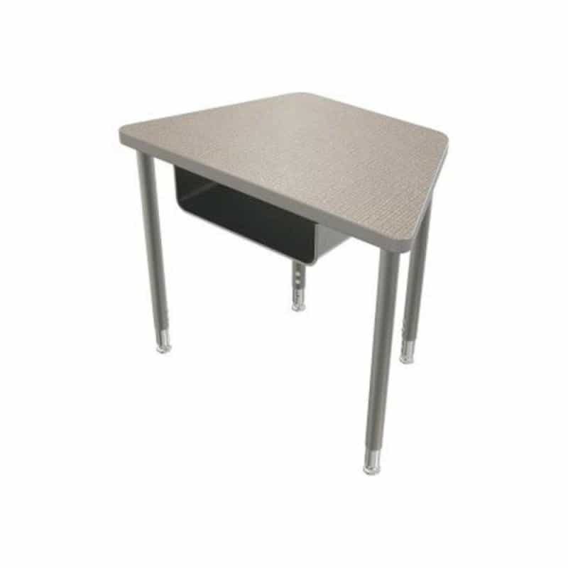 Snap Desk Configurable Student Desking - Large Trap - Gray Nebula Top Surface And Black Edgeband - Black Horseshoe Legs - No Bookbox