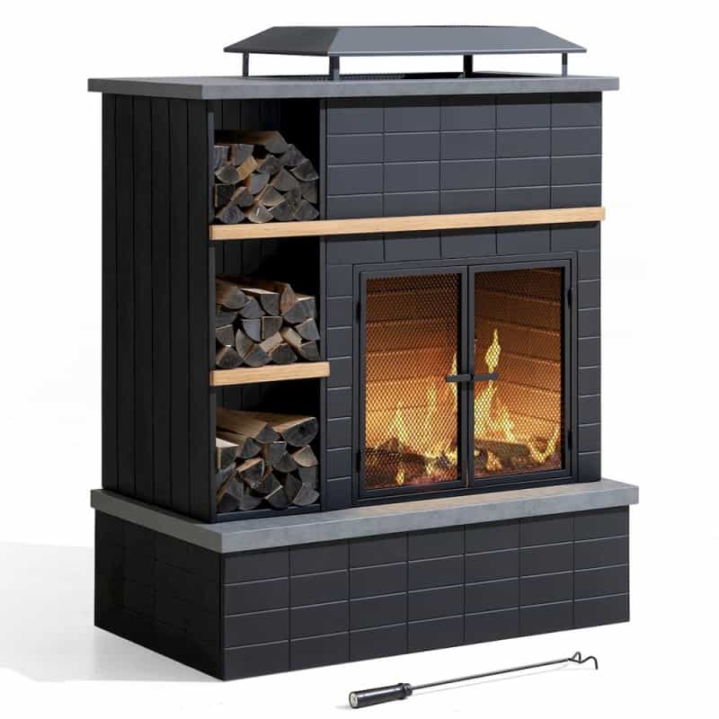 Sunjoy 42 In. Aukland Wood Burning Fireplace