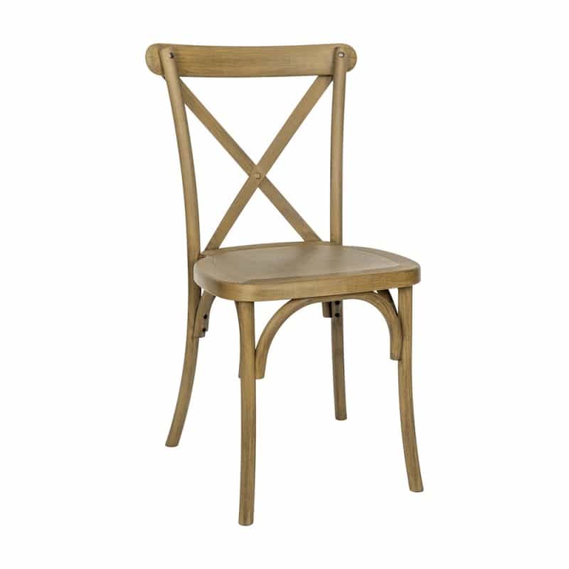 Hercules Commercial Chestnut Wood Look Stackable Resin Cross Back Chair