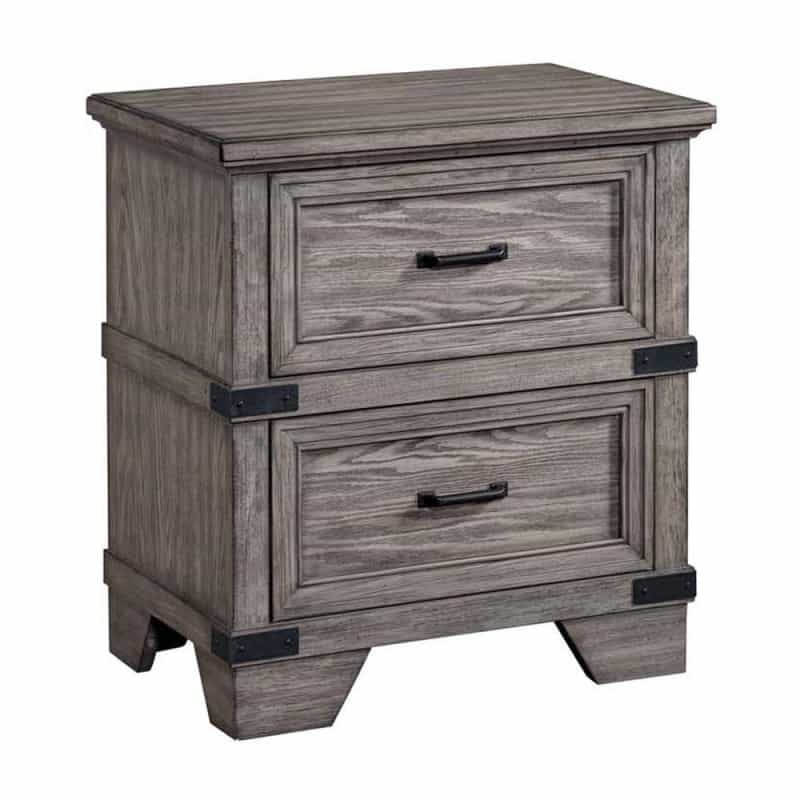Nightstand, 2 Drawer In Brushed Steel