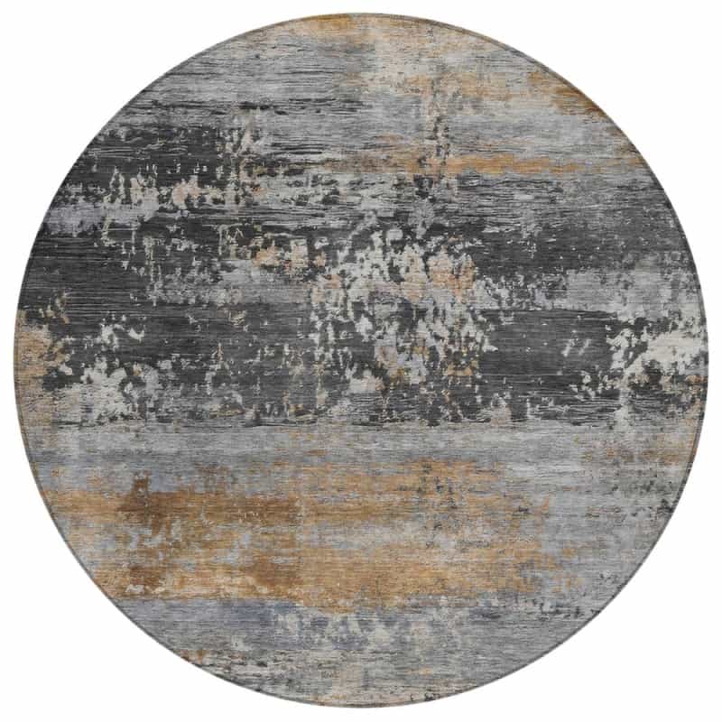 Machine Washable Indoor/Outdoor Chantille Acn2146 Gray 8' X 8' Round Rug