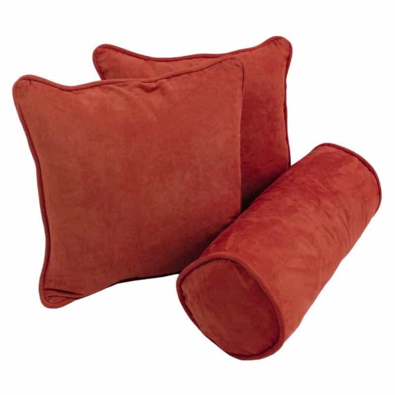 Double-Corded Solid Microsuede Throw Pillows With Inserts (Set Of 3) Cardinal Red