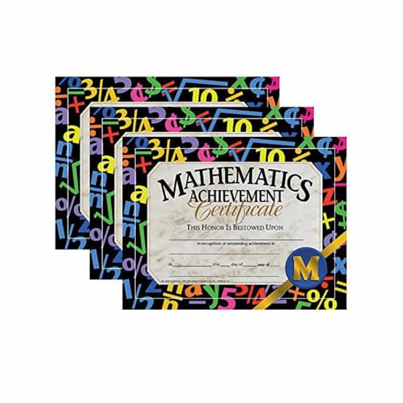 Mathematics Achievement Certificate, 30 Per Pack, 3 Packs