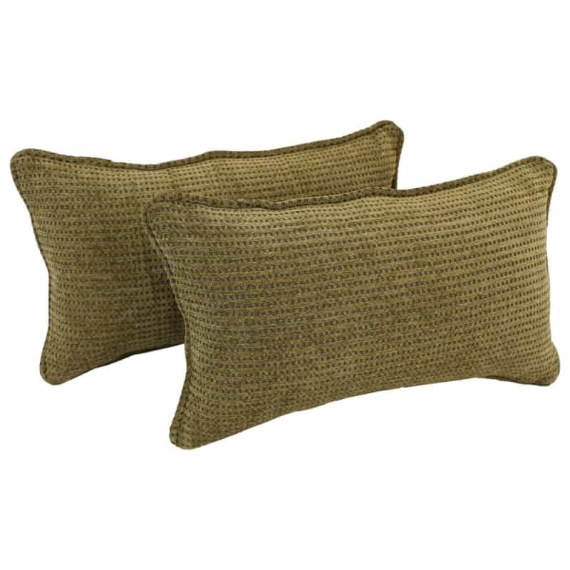18-Inch Double-Corded Patterned Jacquard Chenille Rectangular Throw Pillows With Inserts (Set Of 2), Gingham Brown