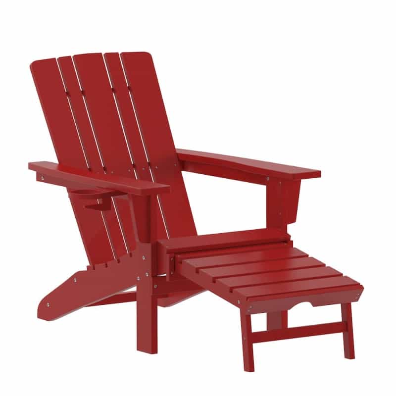 Commercial Adirondack Chair With Pull-Out Ottoman And Cupholder