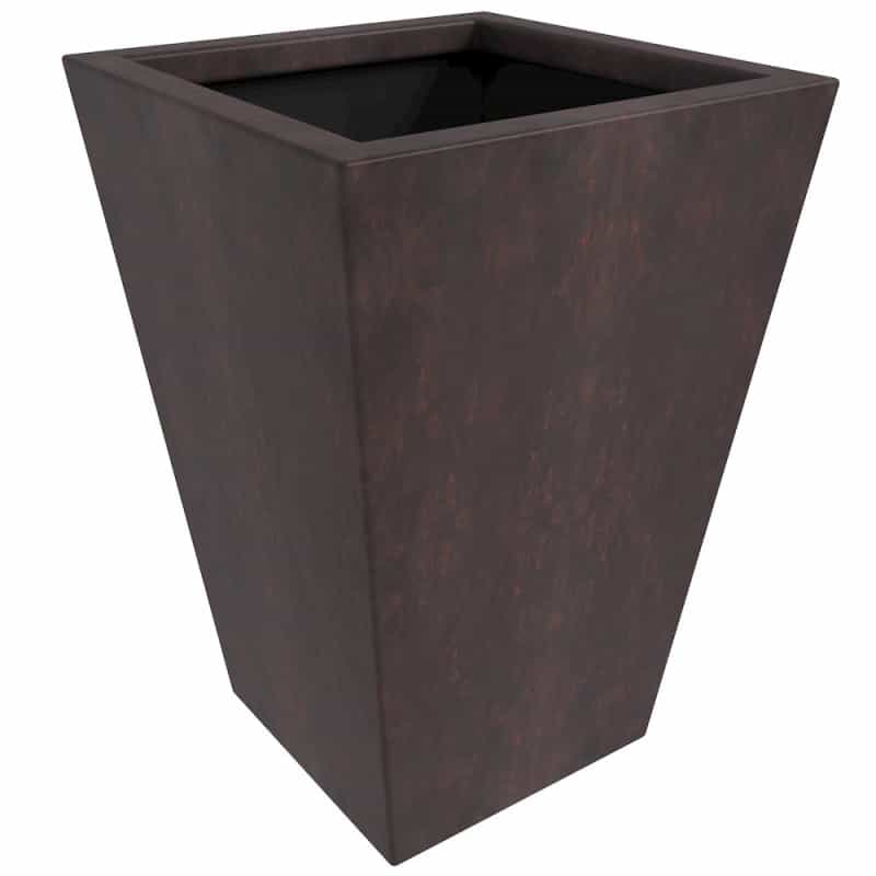 Serene Series Poly Stone Square Planter In Brown 14X14, 21 High
