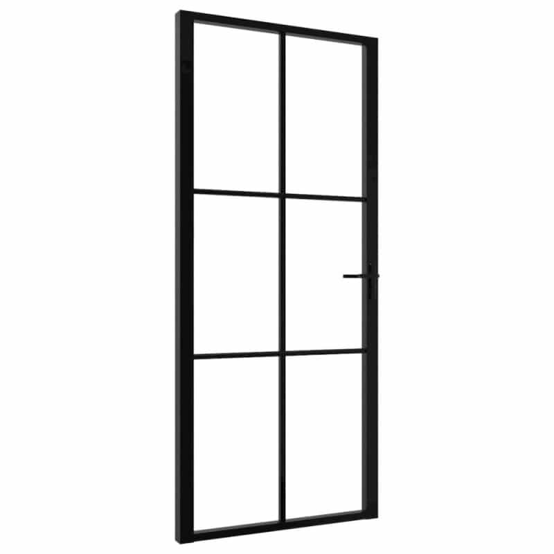 Interior Door Esg Glass And Aluminum 36.6"X79.3" Black