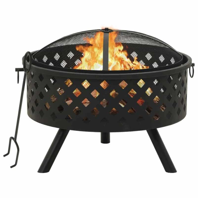 Vidaxl Fire Pit With Poker 26.8" Xxl Steel, 311890