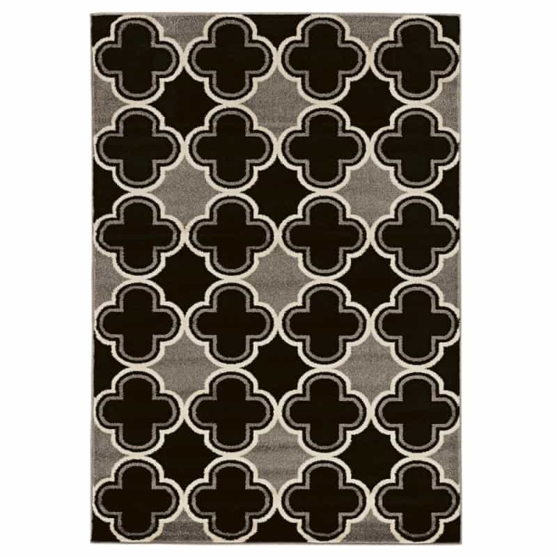 Claremont Quatrefoil Black/Grey 8'X10' Rug