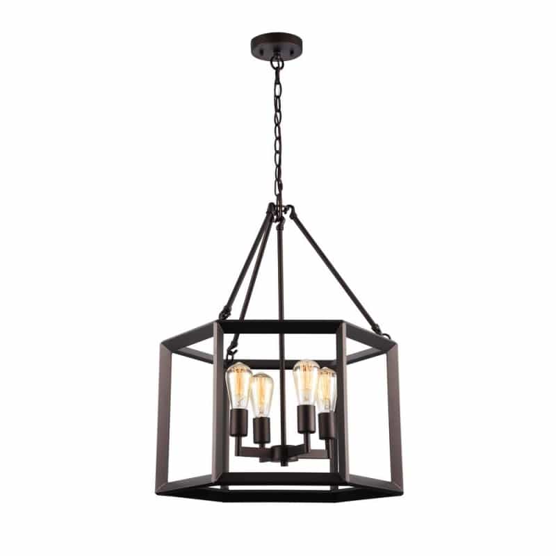 Ironclad Industrial-Style 4 Light Rubbed Bronze Ceiling Pendant 21" Wide