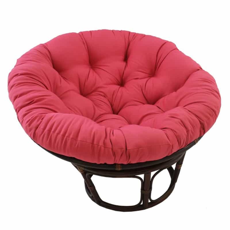 42-Inch Rattan Papasan Chair With Solid Twill Cushion