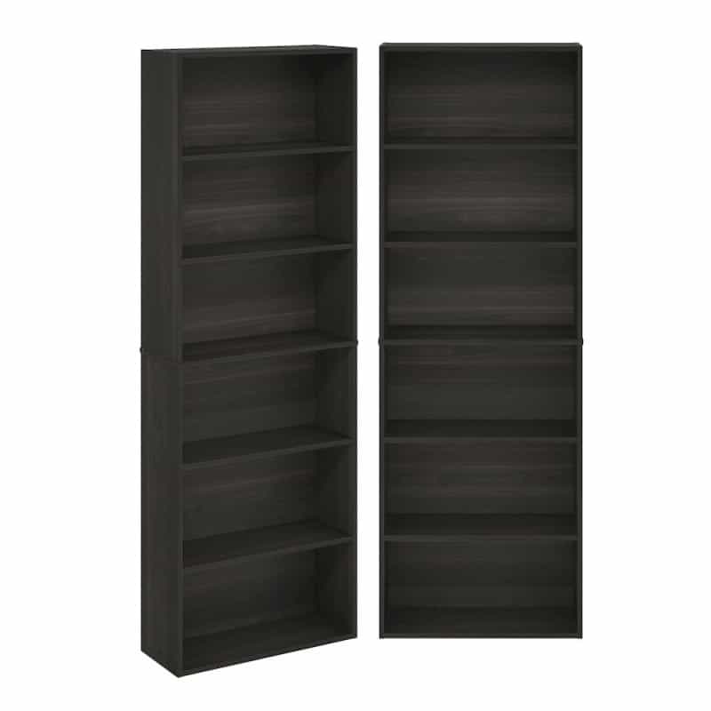 Jaya Book Shelf Set Of 2, 6-Tier Bookshelf, Bookcase, Espresso