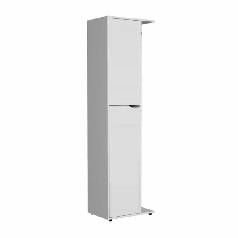 Storage Closet With One Door, Four Shelves And Broom And Mop Holder,White