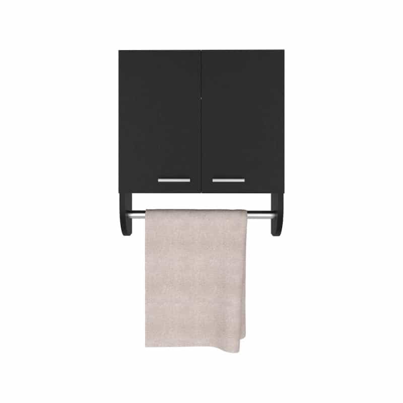 Huslia Medicine Cabinet With 2 Shelves And 2 Doors, Black Wengue