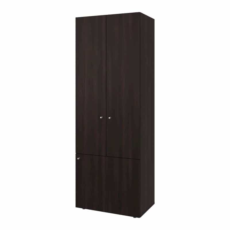 Trego Armoire, 3 Doors, 4 Shelves, Walnut / Black Wengue