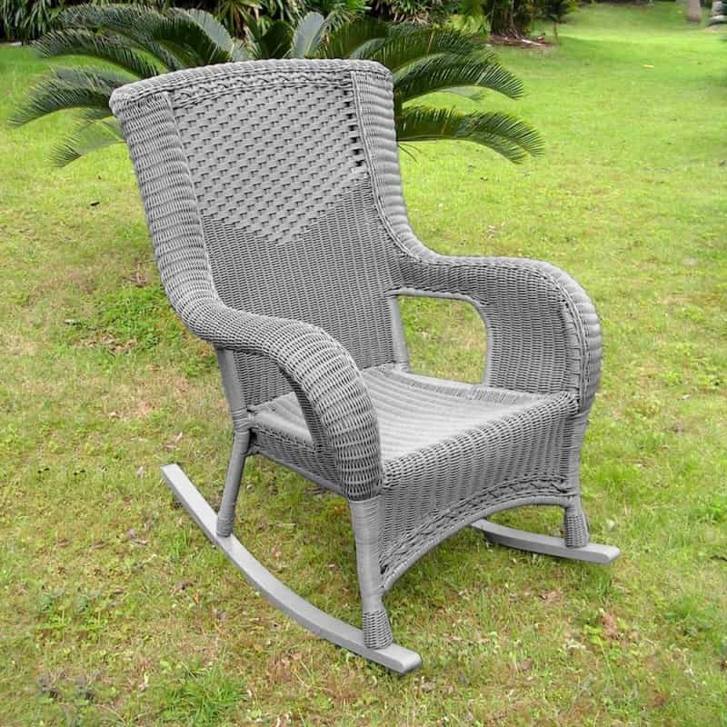 San Tropez Resin Wicker/ Aluminum Rocking Chair, Weathered Grey