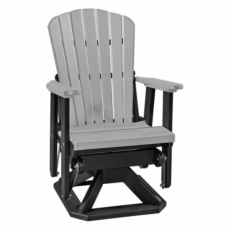 Fan Back Swivel Glider In Light Gray And Black