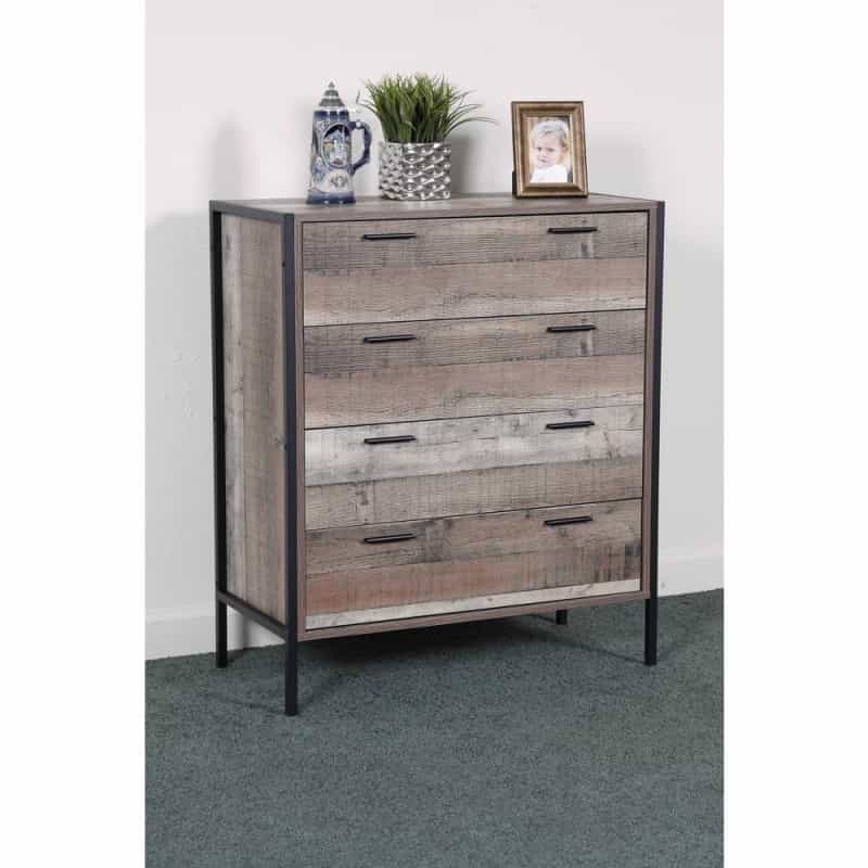 Four Drawer Chest With Metal Frame And Legs
