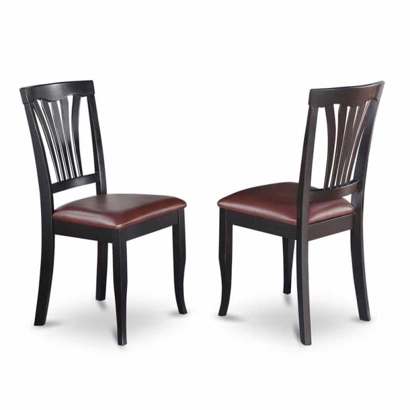 Avon Chair For Dining Room With Faux Leather Seat - Black Finish, Set Of 2