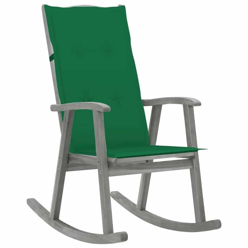 Vidaxl Rocking Chair With Cushions Gray Solid Acacia Wood
