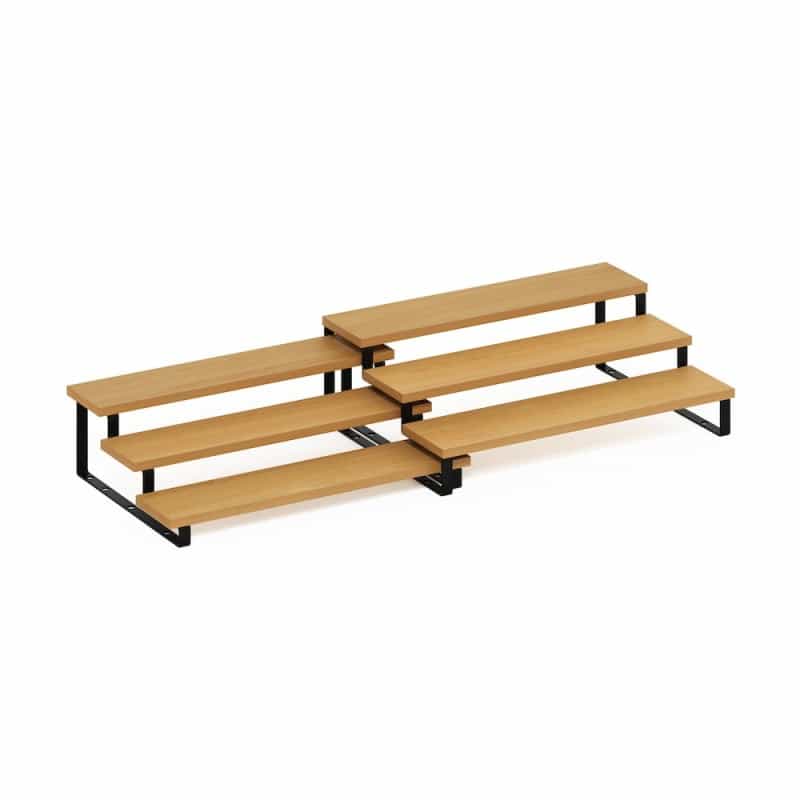 Nestable Kitchen Counter Spice Rack Organizer, Set Of 2, Beech/Black