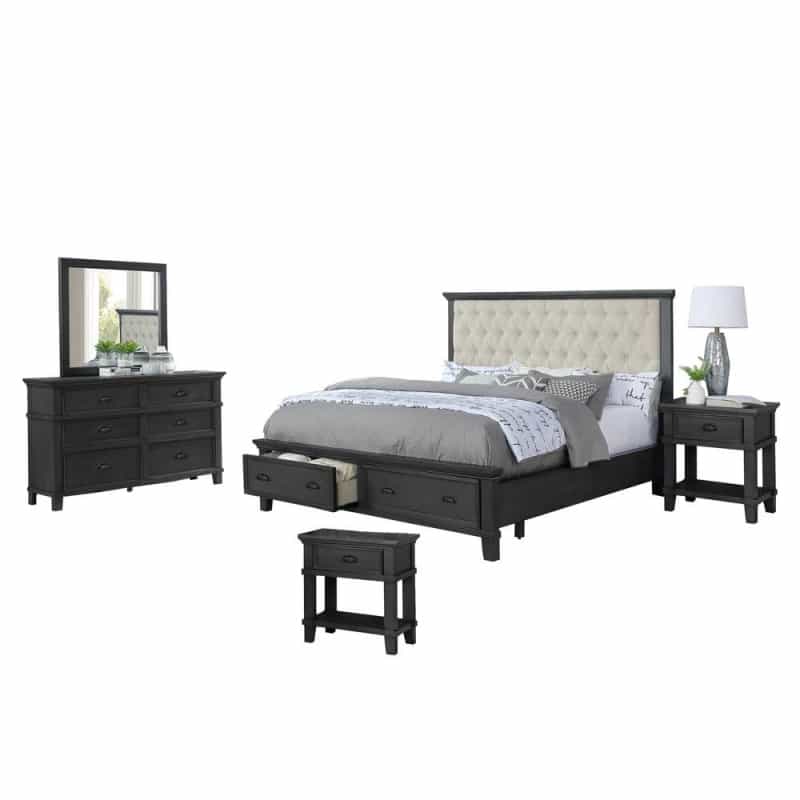 Sandy Platform 5 Piece Bedroom Set With Extra Night Stand, Eastern King